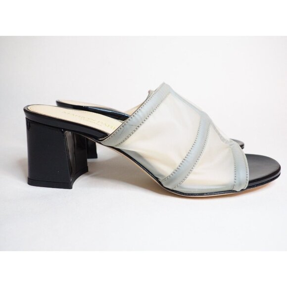 Marion Parke Black Patent Leather & Sheer Plastic Paneled Heels, Size 7 (US) 37 - Picture 4 of 13